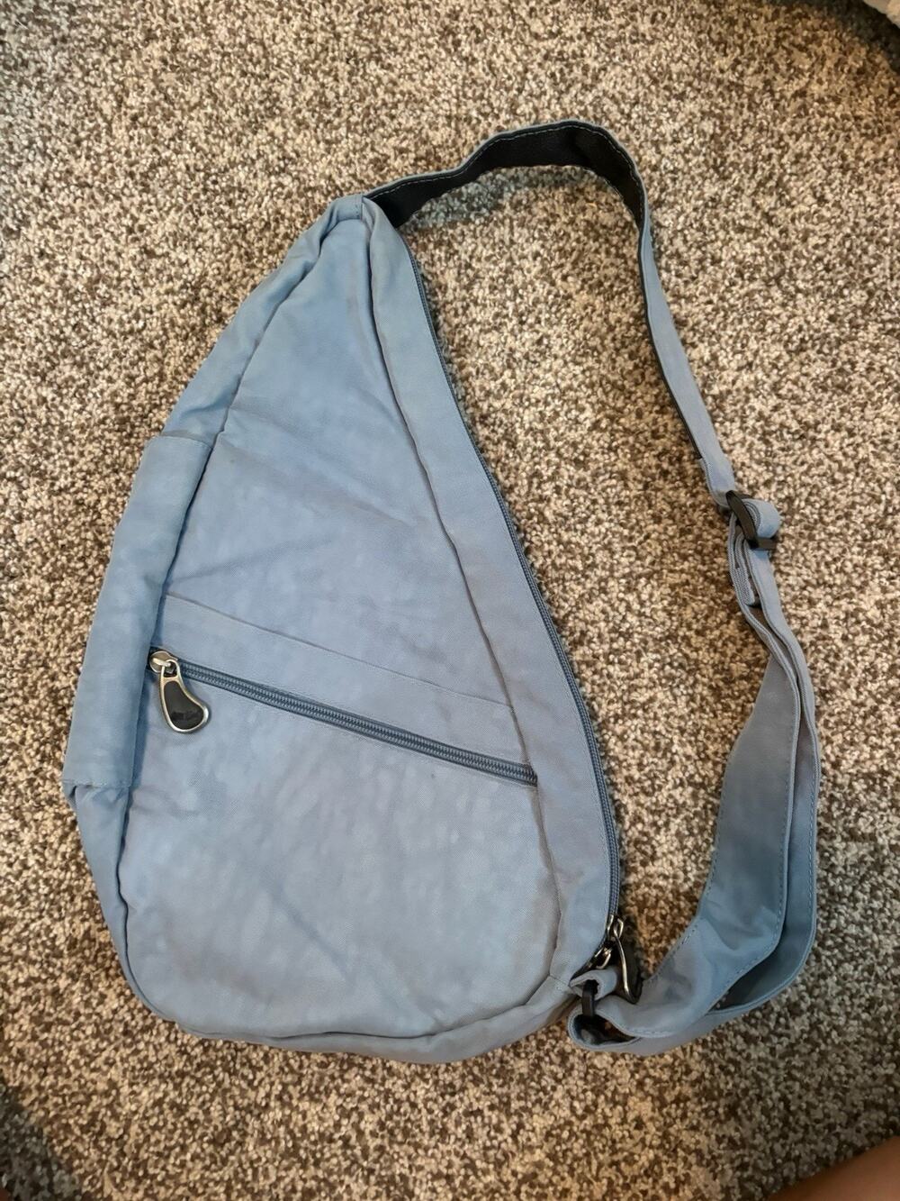 Healthy Back Bag AmeriBag Crossbody Sling Backpack Light Blue Nylon Purse 15"